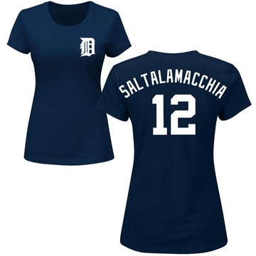 Women's Detroit Tigers Jarrod Saltalamacchia ＃12 Roster Name & Number T-Shirt - Navy