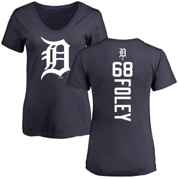 Women's Detroit Tigers Jason Foley ＃68 Backer Slim Fit T-Shirt - Navy