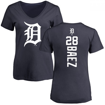 Women's Detroit Tigers Javier Baez ＃28 Backer Slim Fit T-Shirt - Navy