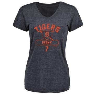 Women's Detroit Tigers Johnny Pesky ＃7 Base Runner T-Shirt - Navy