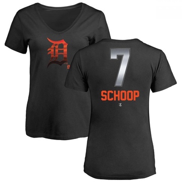 Women's Detroit Tigers Jonathan Schoop ＃7 Midnight Mascot V-Neck T-Shirt - Black