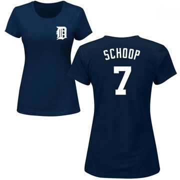 Women's Detroit Tigers Jonathan Schoop ＃7 Roster Name & Number T-Shirt - Navy