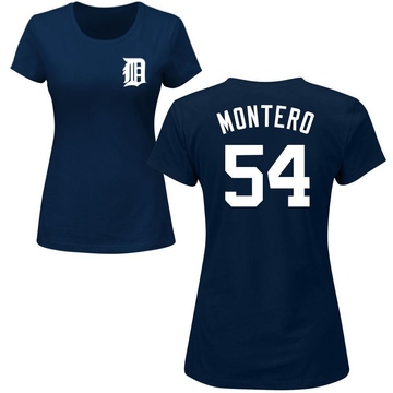 Women's Detroit Tigers Keider Montero ＃54 Roster Name & Number T-Shirt - Navy