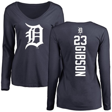 Women's Detroit Tigers Kirk Gibson ＃23 Backer Slim Fit Long Sleeve T-Shirt - Navy