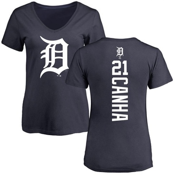 Women's Detroit Tigers Mark Canha ＃21 Backer Slim Fit T-Shirt - Navy