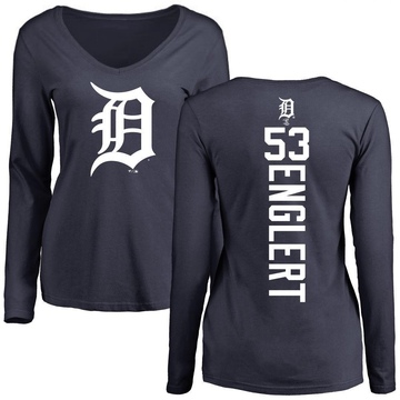 Women's Detroit Tigers Mason Englert ＃53 Backer Slim Fit Long Sleeve T-Shirt - Navy