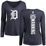 Women's Detroit Tigers Matt Manning ＃25 Backer Slim Fit Long Sleeve T-Shirt - Navy