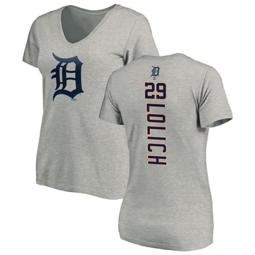 Women's Detroit Tigers Mickey Lolich ＃29 Backer Slim Fit T-Shirt Ash