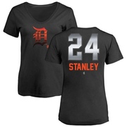 Women's Detroit Tigers Mickey Stanley ＃24 Midnight Mascot V-Neck T-Shirt - Black