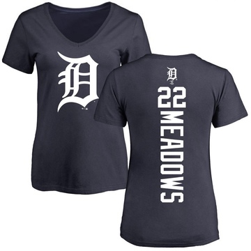 Women's Detroit Tigers Parker Meadows ＃22 Backer Slim Fit T-Shirt - Navy