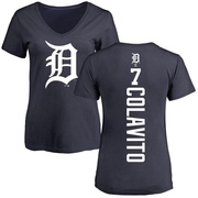 Women's Detroit Tigers Rocky Colavito ＃7 Backer Slim Fit T-Shirt - Navy