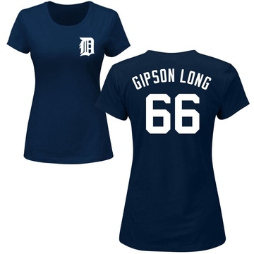 Women's Detroit Tigers Sawyer Gipson-Long ＃66 Roster Name & Number T-Shirt - Navy