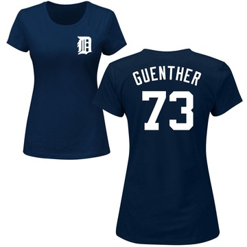 Women's Detroit Tigers Sean Guenther ＃73 Roster Name & Number T-Shirt - Navy