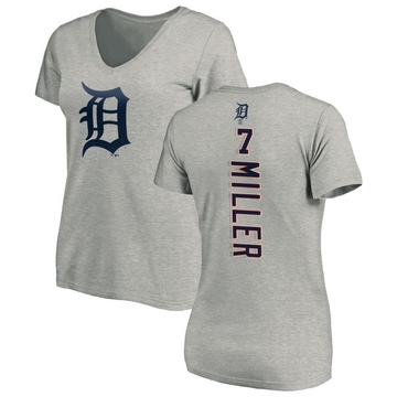 Women's Detroit Tigers Shelby Miller ＃7 Backer Slim Fit T-Shirt Ash