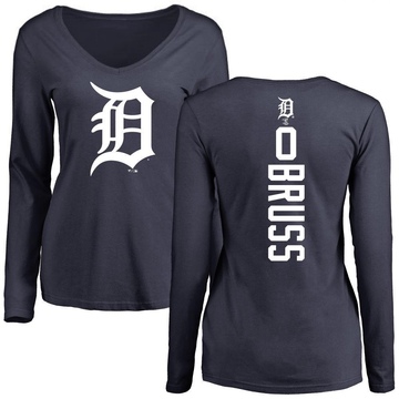 Women's Detroit Tigers Thomas Bruss ＃0 Backer Slim Fit Long Sleeve T-Shirt - Navy