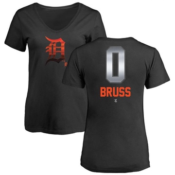 Women's Detroit Tigers Thomas Bruss ＃0 Midnight Mascot V-Neck T-Shirt - Black