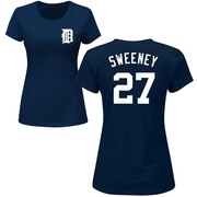 Women's Detroit Tigers Trey Sweeney ＃27 Roster Name & Number T-Shirt - Navy