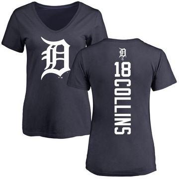 Women's Detroit Tigers Tyler Collins ＃18 Backer Slim Fit T-Shirt - Navy