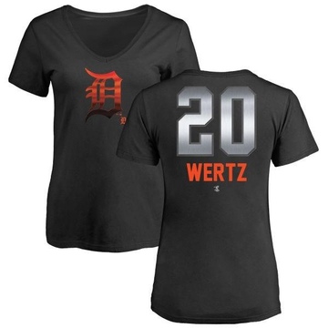 Women's Detroit Tigers Vic Wertz ＃20 Midnight Mascot V-Neck T-Shirt - Black