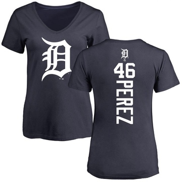 Women's Detroit Tigers Wenceel Perez ＃46 Backer Slim Fit T-Shirt - Navy