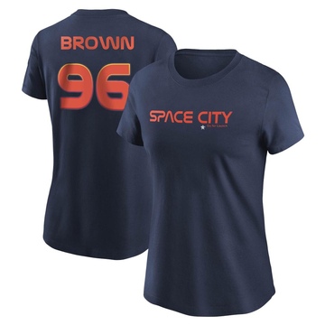 Women's Houston Astros Aaron Brown ＃96 2022 City Connect Name & Number T-Shirt - Navy