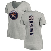 Women's Houston Astros Aaron Brown ＃96 Backer Slim Fit T-Shirt Ash