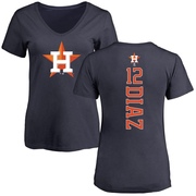 Women's Houston Astros Aledmys Diaz ＃12 Backer Slim Fit T-Shirt - Navy