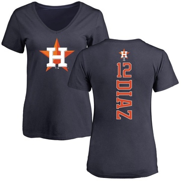 Women's Houston Astros Aledmys Diaz ＃12 Backer Slim Fit T-Shirt - Navy