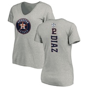 Women's Houston Astros Aledmys Diaz ＃12 Backer Slim Fit T-Shirt Ash