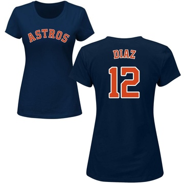 Women's Houston Astros Aledmys Diaz ＃12 Roster Name & Number T-Shirt - Navy