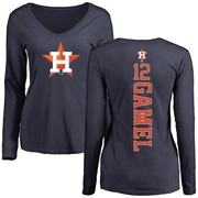 Women's Houston Astros Ben Gamel ＃12 Game Ben l Backer Slim Fit Long Sleeve T-Shirt - Navy