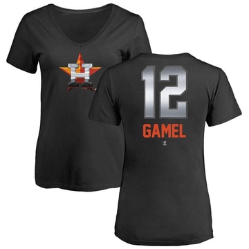 Women's Houston Astros Ben Gamel ＃12 Game Ben l Midnight Mascot V-Neck T-Shirt - Black