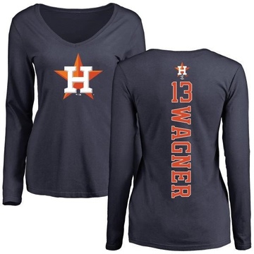 Women's Houston Astros Billy Wagner ＃13 Backer Slim Fit Long Sleeve T-Shirt - Navy