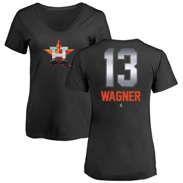 Women's Houston Astros Billy Wagner ＃13 Midnight Mascot V-Neck T-Shirt - Black