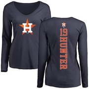 Women's Houston Astros Brian Hunter ＃19 Backer Slim Fit Long Sleeve T-Shirt - Navy