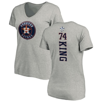 Women's Houston Astros Bryan King ＃74 Backer Slim Fit T-Shirt Ash