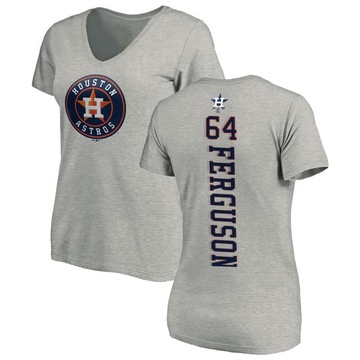 Women's Houston Astros Caleb Ferguson ＃64 Backer Slim Fit T-Shirt Ash