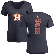 Women's Houston Astros Carlos Lee ＃45 Backer Slim Fit T-Shirt - Navy