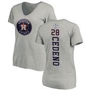 Women's Houston Astros Cesar Cedeno ＃28 Backer Slim Fit T-Shirt Ash