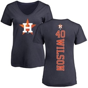 Women's Houston Astros Don Wilson ＃40 Backer Slim Fit T-Shirt - Navy