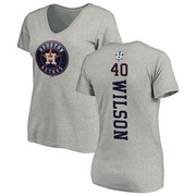 Women's Houston Astros Don Wilson ＃40 Backer Slim Fit T-Shirt Ash