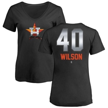 Women's Houston Astros Don Wilson ＃40 Midnight Mascot V-Neck T-Shirt - Black