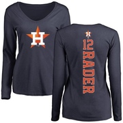 Women's Houston Astros Doug Rader ＃12 Backer Slim Fit Long Sleeve T-Shirt - Navy