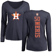 Women's Houston Astros Hector Neris ＃50 Backer Slim Fit Long Sleeve T-Shirt - Navy