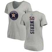 Women's Houston Astros Hector Neris ＃50 Backer Slim Fit T-Shirt Ash