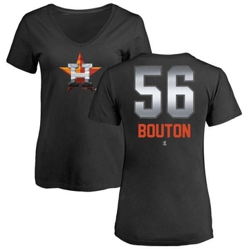 Women's Houston Astros Jim Bouton ＃56 Midnight Mascot V-Neck T-Shirt - Black