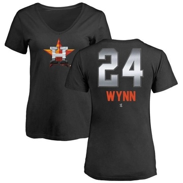 Women's Houston Astros Jimmy Wynn ＃24 Midnight Mascot V-Neck T-Shirt - Black