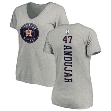 Women's Houston Astros Joaquin Andujar ＃47 Backer Slim Fit T-Shirt Ash