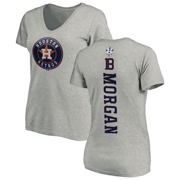 Women's Houston Astros Joe Morgan ＃18 Backer Slim Fit T-Shirt Ash