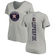 Women's Houston Astros Joey Loperfido ＃10 Backer Slim Fit T-Shirt Ash